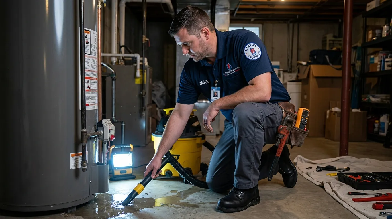 Emergency water heater leak response in Covington, Kentucky